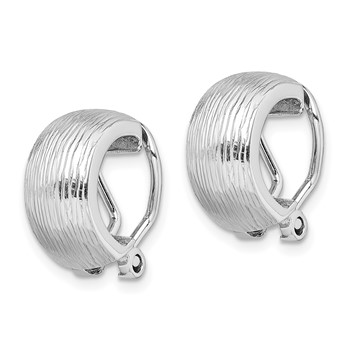 Sterling Silver Rhodium-plated D/C Non-Pierced J-Hoop Earrings — alternate view