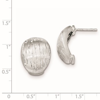 Sterling Silver Satin/Diamond-cut Curved Post Earrings — alternate view