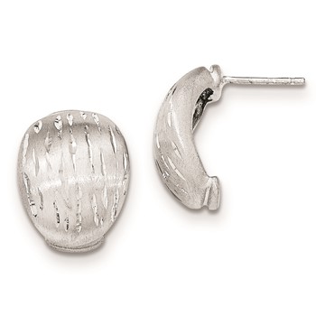 Sterling Silver Satin/Diamond-cut Curved Post Earrings