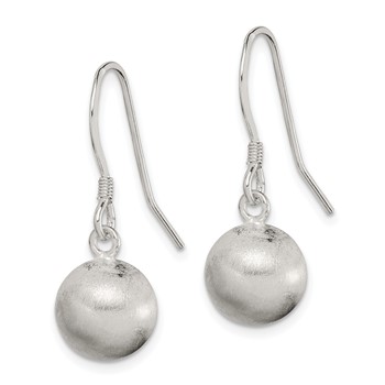 Sterling Silver Polished Laser-cut Ball 10mm Shepherd Hook Earrings — alternate view