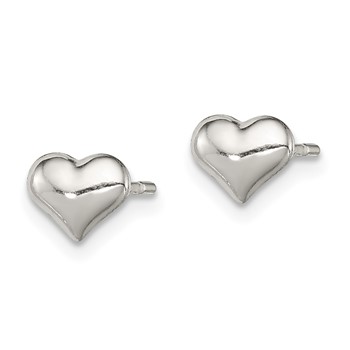 Sterling Silver Polished Heart Post Earrings w/Pink Gift Pouch — alternate view