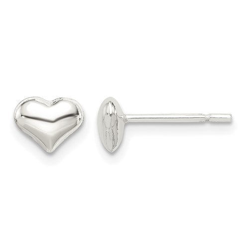 Sterling Silver Polished Heart Post Earrings
