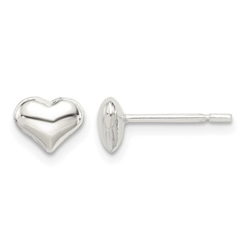 Sterling Silver Polished Heart Post Earrings w/Pink Gift Pouch