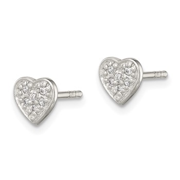 Sterling Silver CZ Heart Post Earrings — alternate view
