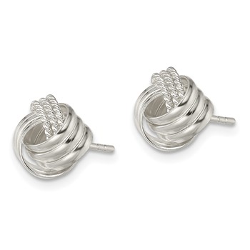 Sterling Silver Polished and Textured Knot Post Earrings — alternate view