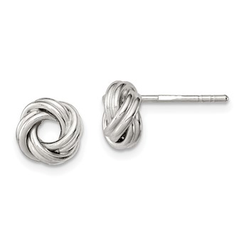 Sterling Silver Rhodium-plated Polished Love Knot Post Earrings