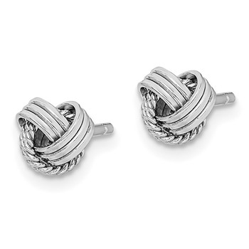 Sterling Silver Rhodium-plated Triple Knot Rope Post Earrings — alternate view