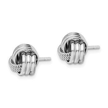 Sterling Silver Rhodium-plated Polished Twisted Knot Post Earrings — alternate view