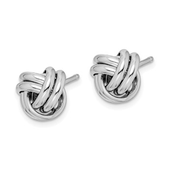 Sterling Silver Rhodium-plated Double Knot Post Earrings — alternate view