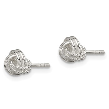 Sterling Silver Polished and Textured Knot Post Earrings — alternate view