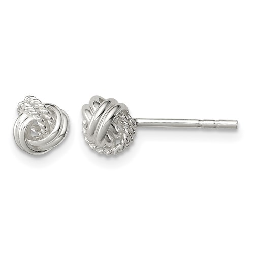 Sterling Silver Polished and Textured Knot Post Earrings