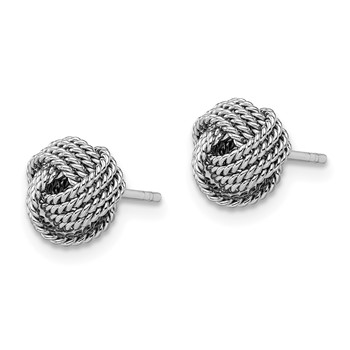 Sterling Silver Rhodium-plated Rope Knot Post Earrings — alternate view