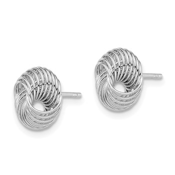 Sterling Silver Rhodium-plated Polished Twisted Knot Post Earrings — alternate view