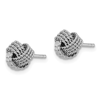 Sterling Silver Rhodium-plated Polished and Twisted Knot Earrings — alternate view