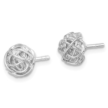 Sterling Silver Rhodium-plated Polished Knot 7.5mm Post Earrings — alternate view