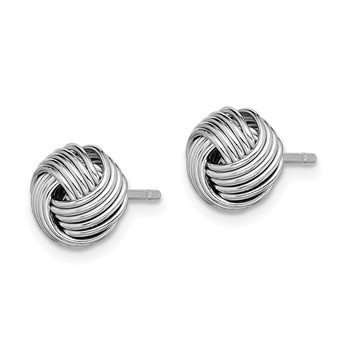 Sterling Silver Rhodium-plated Polished Twisted Knot Bead Post Earrings — alternate view