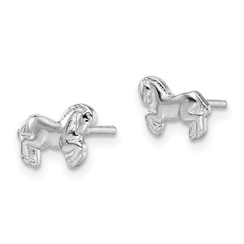 Sterling Silver Rhodium-plated Children's Horse Post Earrings — alternate view