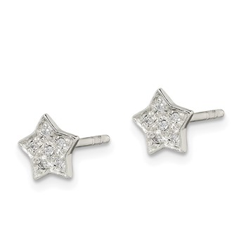 Sterling Silver CZ Star Post Earrings — alternate view