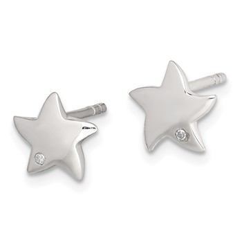 Sterling Silver Diamond Star Post Earrings — alternate view