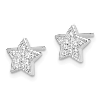 Sterling Silver Rhodium-plated CZ Star Post Earrings — alternate view