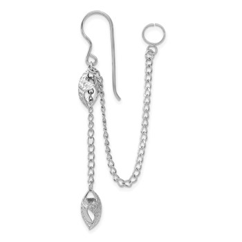 Sterling Silver Rhodium-pated D/C Star Dangle & Earlobe Cuff Earring — alternate view