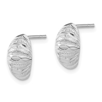 Sterling Silver Polished Diamond-cut & Textured Post Earrings — alternate view