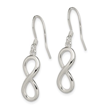 Sterling Silver Polished Infinity Symbol Dangle Earrings — alternate view