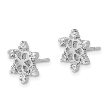 Sterling Silver Rhodium-plated CZ Snowflake Post Earrings — alternate view