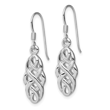 Sterling Silver Rhodium-plated Infinity Celtic Design Dangle Earrings — alternate view