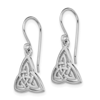 Sterling Silver Rhodium-plated Polished Celtic Knot Dangle Earrings — alternate view