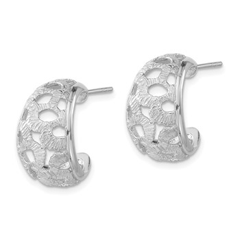 Sterling Silver Rhodium-plated Textured Post Hoop Earrings — alternate view