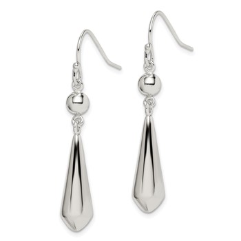Sterling Silver Polished Beaded Teardrop Dangle Earrings — alternate view