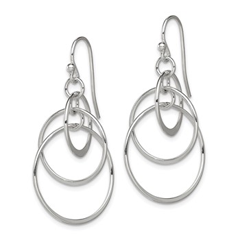 Sterling Silver Polished Intertwined Circles Dangle Earrings — alternate view