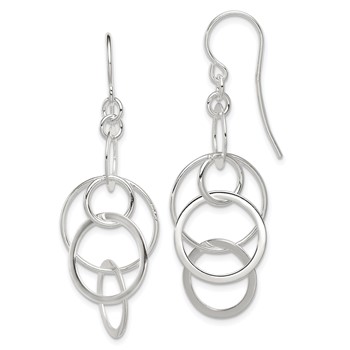 Sterling Silver Polished Intertwined Circles Dangle Earrings