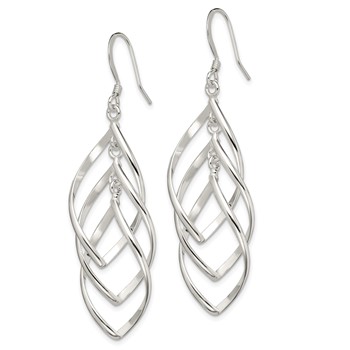 Sterling Silver Polished & Twisted Dangle Earrings — alternate view