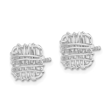 Sterling Silver Rhodium-plated Polished Square Post Earrings — alternate view