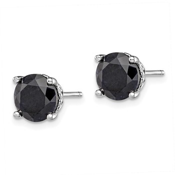 Sterling Silver Rhodium-plated Black Sapphire Post Earrings — alternate view