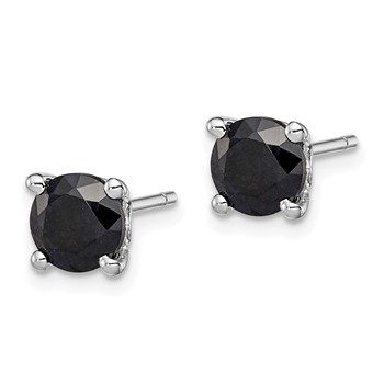 Sterling Silver Rhodium-plated Black Sapphire Post Earrings — alternate view