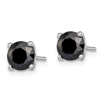 Sterling Silver Rhodium-plated 6mm Black Sapphire Post Earrings — alternate view