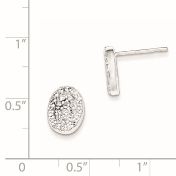 Sterling Silver Polished Oval CZ Post Earrings — alternate view
