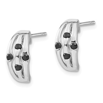 Sterling Silver Black CZ Post Earrings — alternate view