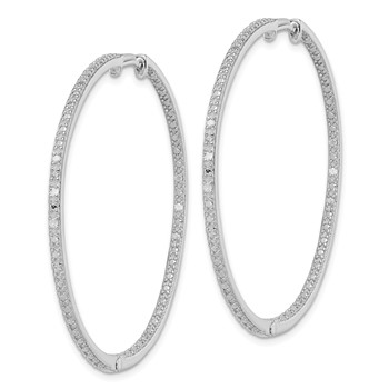 Sterling Silver Rhodium-plated Diamond In & Out Hoop Earrings — alternate view