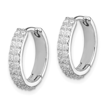 Sterling Silver Polished Rhodium-plated Hinged Hoop Earrings — alternate view