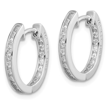 Sterling Silver Rhodium-plated In/Out Pavé Hinged Hoop Earrings — alternate view