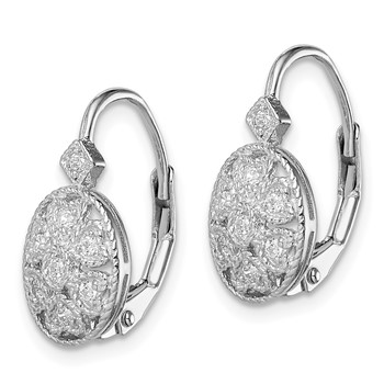 Sterling Silver Rhodium-plated Polished CZ Leverback Earrings — alternate view