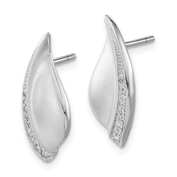 Sterling Silver Polished & Satin CZ Fancy Post Earrings — alternate view