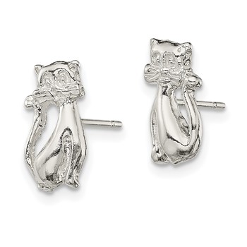 Sterling Silver Cat Mini Post Earrings — alternate view