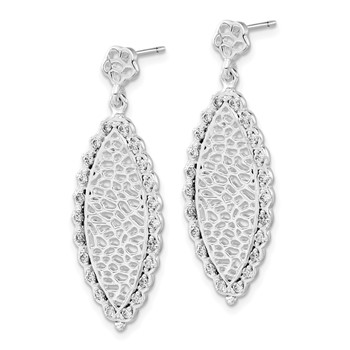 Sterling Silver Polished CZ Dangle Post Earrings — alternate view