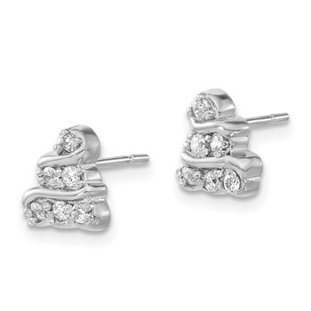 Sterling Silver Rhodium-plated Polished CZ Post Earrings — alternate view