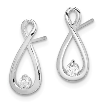 Sterling Silver Rhodium-plated Polished CZ Infinity Post Earrings — alternate view
